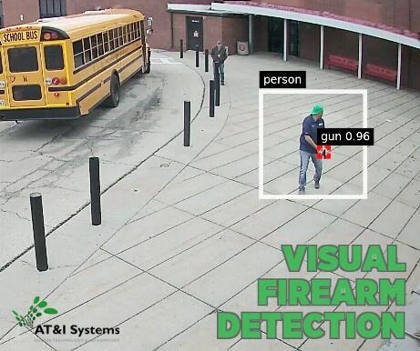 Video camera footage capturing a test of gun detection technology for active shooter protection.